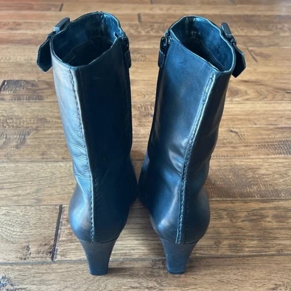 Franco Sarto L-Pandora Black Leather Calf High Heeled Boots Booties Size 9.5 - Picture 10 of 12